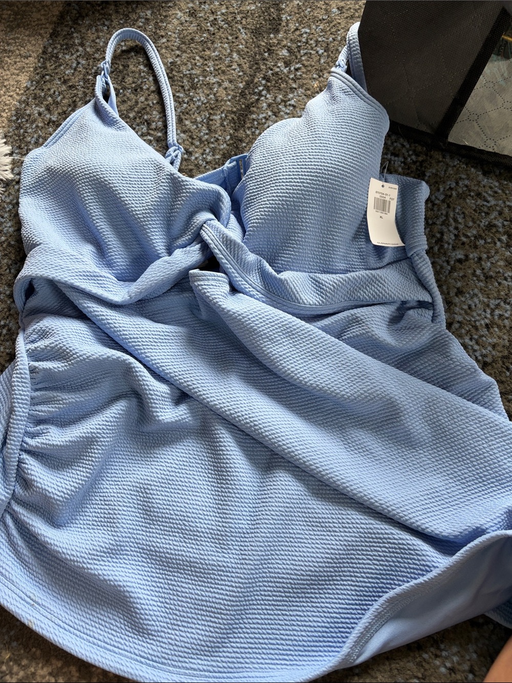 Light Blue Textured Tankini Top